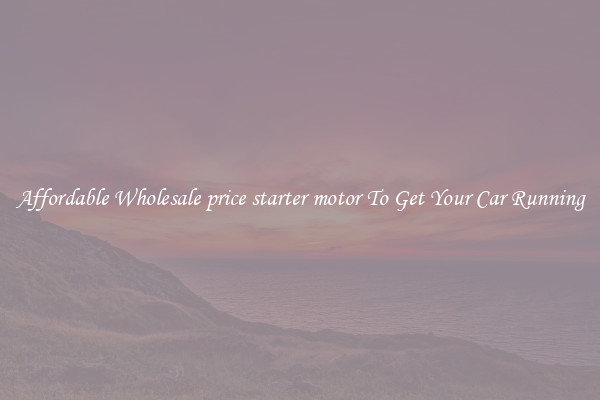 Affordable Wholesale price starter motor To Get Your Car Running